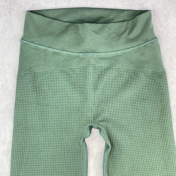 Gymshark Leggings Womens Size M Green High Rise 7/8 Waffle Texture Activewear - Picture 3 of 12